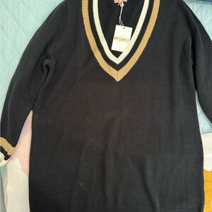 Show Me Your MuMu Black V-Neck Sweater Dress